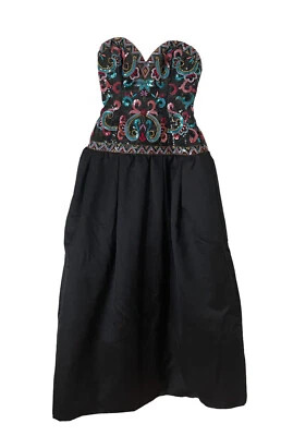 令人惊叹的复古 80 年代 Lillie Rubin 甜心领无肩带连衣裙亮片 8 码 — 第 1/4 张图片