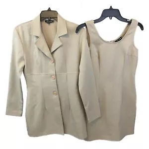 Set giacca blazer plissettata My Michelle donna taglia 5/6 marrone chiaro canotta e 3 bottoni - Foto 1 di 12
