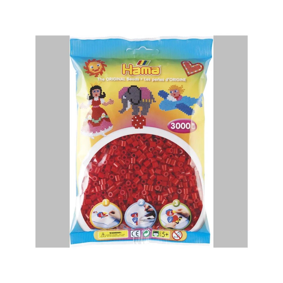 Hama 3000 Midi Bügelperlen 201-22 Mittelrot Ø 5 mm Perlen Steckperlen Beads - Bild 1 von 1