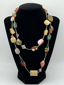 Lia Sophia Multi-Color Multi-Shape Shells & Stones Gold Tone Chain 39” Necklace - Picture 1 of 7