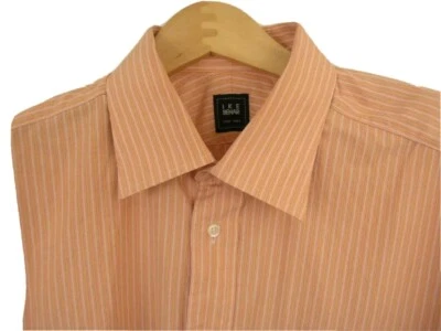 Camisa de vestir IKE BEHAR para hombre 17 35 algodón a rayas manga larga botón delantero Foto 1 de 4
