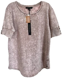 Jane and Delancey Damen Bluse Oberteil Garment Dye Kurzarm Gr. M Dusty Rose - Bild 1 von 8
