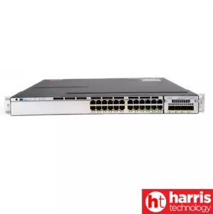 Cisco Catalyst WS-C3750X-24P-S POE+ C3KX-NM-1G Switch with PSU - Picture 1 of 3