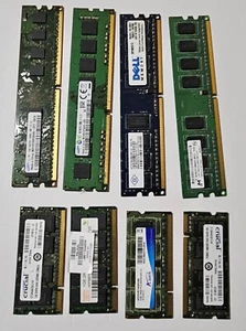 Crucial 1GB DDR2 PC2 200 Pin SODIMM RAM Laptop / PC Lot W Samsung 8GB PC3 12800U - Picture 1 of 8