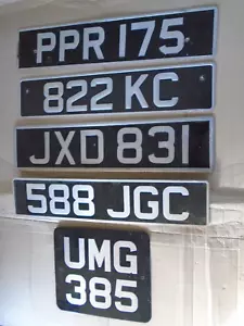 OLD PRESSED ALUMINIUM CAR NUMBER PLATES GARAGE DISPLAY / MAN CAVE - Picture 1 of 1