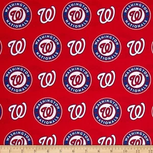 Washington Nationals MLB Cotton Fabric - 58" Wide - Bolt Of 10 Yards - Picture 1 of 1