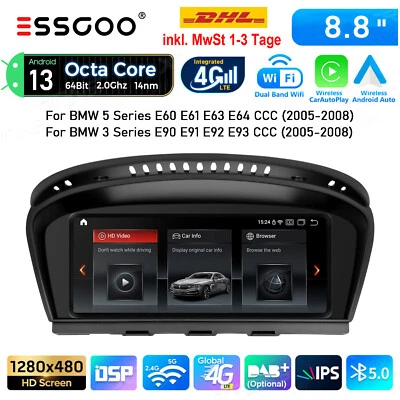 4G LTE Android13 Autoradio 8Core 6+128G Carplay GPS Navi Für BMW 5er E60 E61 CCC - Bild 1 von 4