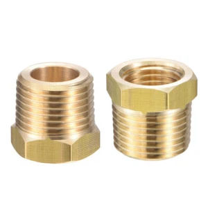 2Pcs Brass Pipe Fitting Reducer Adapter 3/8" NPT Male x 1/4" NPT Female - Picture 1 of 5