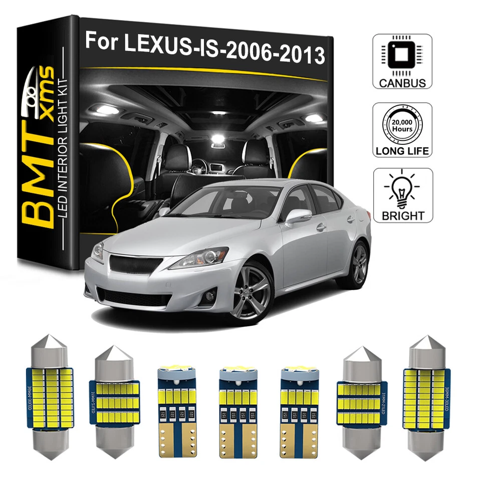 14X White LED Interior Lights Package For 2006- 2013 Lexus IS250 IS350 IS300 ISF Foto 1 de 4