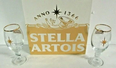 Juego de 2 vasos dorados de cerveza navideña edición limitada Stella Artois Chalice 2016 Foto 1 de 4