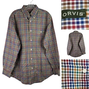Orvis Shirt LS Button Down Mens Medium Colorful Cotton Pocket - Picture 1 of 9