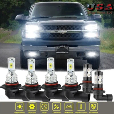 For Chevy Silverado 1500 2500 HD 2004-2006 Combo LED Headlight +Fog Light Bulbs - Image 1 of 4