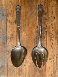 RARE 1900’s HAND HAMMERED STERLING SILVER SALAD SERVING SET BY F. NOVICK CHICAGO - Picture 1 of 10