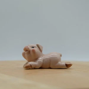Crawling Pig Miniature Ceramic Figurine Farmyard Animals Collection Decor - Picture 1 of 8
