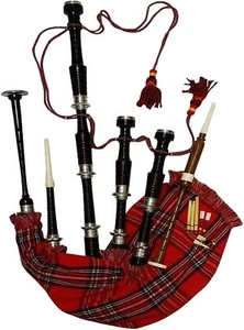 Royal Stuart Great Highland Black Bagpipe Rosewood Silver Mount Dudelsack - Bild 1 von 3