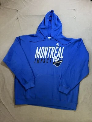 Montreal Impact MLS 卫衣男式 2XL 蓝色标志长袖连帽衫。 — 第 1/4 张图片