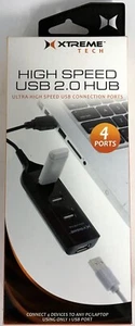 USB 2.0 Hub Four (4) Connection Ports Ultra High Speed Portable Xtreme Tech - Picture 1 of 5