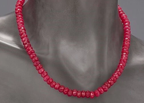 Edelstein-Collier Quarzit rot 45cm Verschluss Silber 925 rhodiniert - Ä5860 - Bild 1 von 1