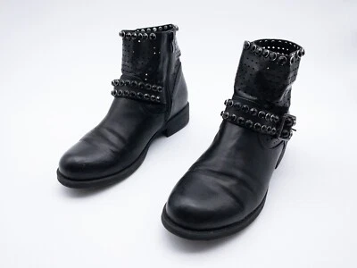 Bottes Biker Pour Femmes À La Cheville Noires Taille 39 EU Art 16743-98 - Photo 1/3