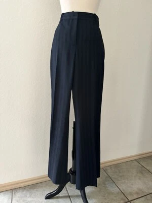 Pantalones de vestir Antonio Melani azul marino a rayas cintura alta para mujer talla 8 usados en excelente estado Foto 1 de 4