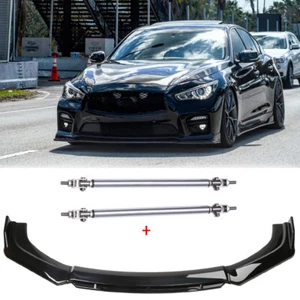 Front Bumper Lower Lip Spoiler Splitter +Strut Rods For Infiniti Q45 Q60 Q70 - Picture 1 of 11