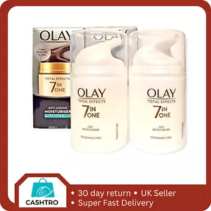 2 x Olay Total Effects Moisturiser 7-In-1 Anti-Ageing Fragrance Free 50ml - Picture 1 of 3
