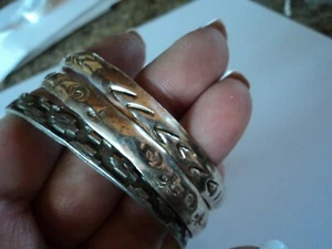 SCHÖNES Sterlingsilber Taxco Mexiko 3 Armband Lot 8,5" x 0,25" gestempelt schwer 50,5 g - Bild 1 von 6