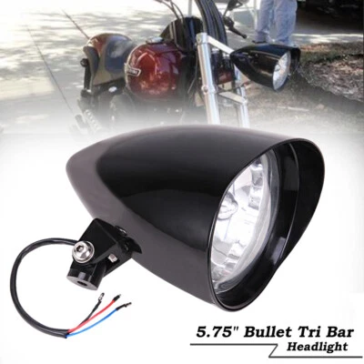 5.75" Big Bullet Headlight For Harley Sportster XL Dyna Softail Chopper Bobber - Image 1 of 4