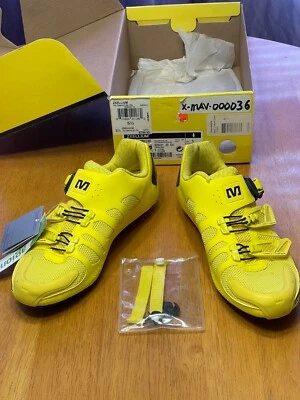 Zapatos de ciclismo Mavic Zxellium amarillo EE. UU. 5,5, UE 38 parte inferior de carbono correas adicionales Foto 1 de 4