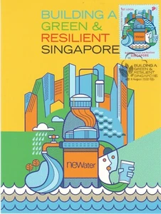 SINGAPORE 2022 BUILDING A GREEN & RESILIENT NATION MAXI POSTCARD AFFIXED STAMP - Picture 1 of 4
