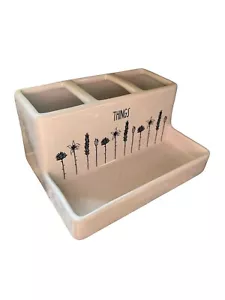 Rae Dunn COSAS Línea de Vástago Flor Silvestre Cerámica Cepillos de Baño Organizador RARO - Imagen 1 de 10