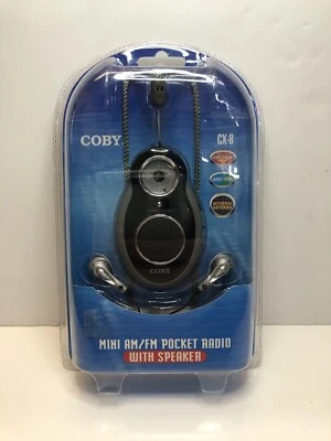 Coby Mini AM/FM Pocket Radio CX-8-NEW-With Speaker, Head Phones Sealed 2004 - Image 1 of 4