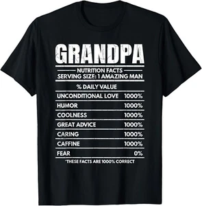 Grandpa Facts Funny Grandfather Lover Graphic Tee Gift Unisex T-Shirt - Picture 1 of 3