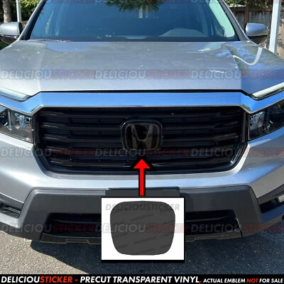 For 2019-2025 Honda Ridgeline Front Tint Vinyl on Emblem PreCut Dark Smoke Decal - Image 1 of 4