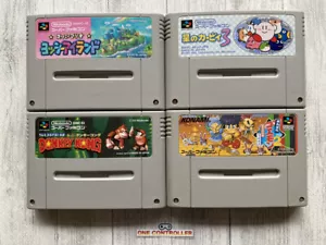 Nintendo SNES Yoshi's Island & Kirby 3 & Donkey Kong & Goemon 2 set from Japan - Picture 1 of 2