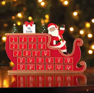 Calendario de Adviento con Cajón de Trineo de Santa, Cuenta Regresiva para Calendario de Adviento de Santa Navidad - Imagen 1 de 6