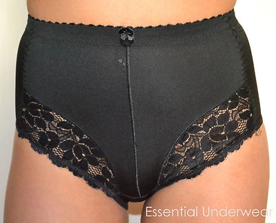 2X LIGHT CONTROL SUPPORT LACE SLIMMING BRIEF KNICKERS, BLACK & WHITE, BEAUFORME