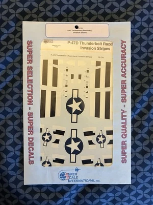 Calcomanías súper escala/microescala P-47D Razorback Invasion Stripes 1/72 Foto 1 de 2