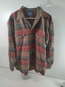 Pendleton Premium Western Shirt Lg  100% Virgin Wool Button Up Brown Red Blue  - Picture 1 of 12