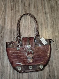 Vintage Brighton Handtasche Astrid Organizer Schultertasche braun Leder Beuteltasche Herzen - Bild 1 von 21