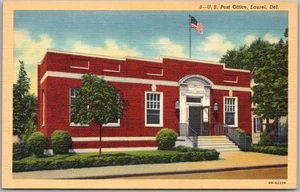 Postal c1940 Laurel, Delaware "Oficina de Correos de EE. UU." Street View / Lino Curteich - Imagen 1 de 2