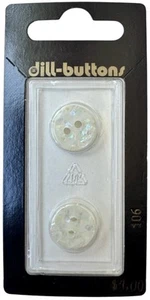 Buttons White Flat Faux Opal Round 2-Hole 2-Pack 9/16" 14MM Vintage Dill No. 106 - Picture 1 of 6