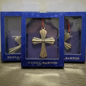 Reed & Barton 4022 18th Century Cross Christmas Ornament Set Of 3 Made USA - Picture 1 of 3