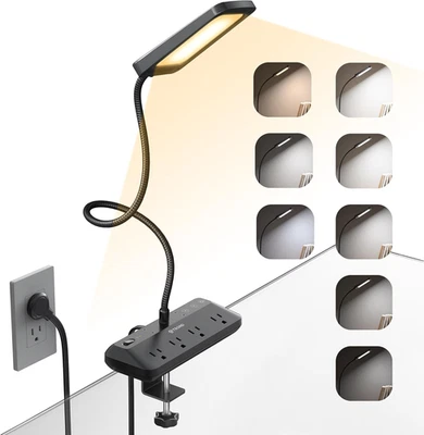 TROND LED Desk Lamp with Clamp Power Strip - Eye Caring Desk Light with 4 Surge  - Image 1 of 4