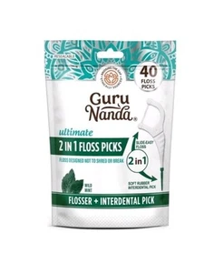 2 Packs GuruNanda 60ct Per, Ultimate 2 & 1 Flossers/Picks For Teeth Oral Care  - Picture 1 of 3