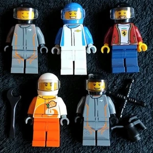 LEGO Race Car Drivers x5 Minifigura Paquete Speed Champions Mclaren Chevy Ferrari - Imagen 1 de 10