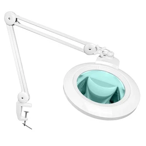 LED Magnifying Lamp w/ Clamp, Large 7 inch glass lens (5 Diopter, 2.25X) - Picture 1 of 8