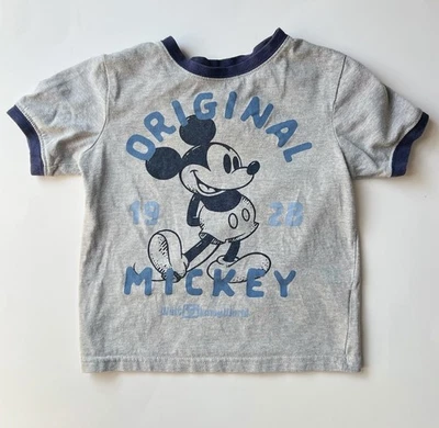 Disney Shirt Boys XS Grey Original Mickey Mouse Ringer T-Shirt Disney Tee Shirt - Image 1 of 4
