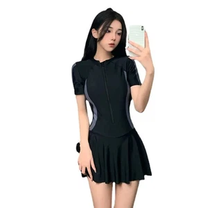 Damen Badeanzug Einteiler Sportlich Schlank Kleid Stil Elegant Konservativ - Bild 1 von 10