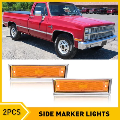 Pair Front Side Marker Lights Lens For 1981-1986 GMC C1500 C2500 C3500 Truck US - Image 1 of 4